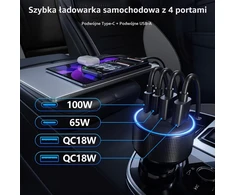 sccvee automobilinis įkroviklis 165 W, 4 USB-A/USB-C prievadai, PD 100 W