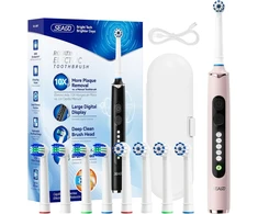 seago elektrinis sukamasis dantų šepetėlis su 8 galvutėmis, USB-C įkrovimu ir dėklu SG-2607