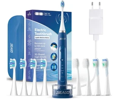 seago elektrinis ultragarsinis dantų šepetėlis su belaidžiu įkrovimu, 3 režimais ir 8 galvutėmis SG2731