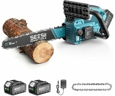 Seesii akumuliatorinis grandininis pjūklas 12" 1200 W su alyvos bakeliu, 2 x 4,0 Ah