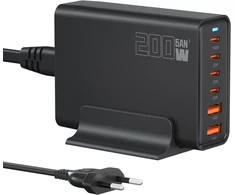 Sefitopher GaN III USB-C 6 prievadų įkroviklis, 200 W, PD, Quick Charge stotelė
