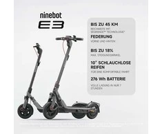 Segway-Ninebot elektrinis paspirtukas miesto važinėjimui, 45 km rida, 10 colių ratai, E3 D