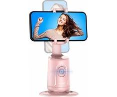 SelfieShow 360° automatinio veido sekimo stovas su gimbalu, rožinis, skirtas išmaniesiems telefonams