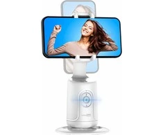 SelfieShow 360° automatinio veido sekimo telefono laikiklis su stabilizatoriumi, baltas