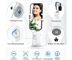 SelfieShow 360° automatinio veido sekimo telefono laikiklis su stabilizatoriumi, baltas