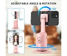 SelfieShow 360° automatinio veido sekimo stovas su gimbalu, rožinis, skirtas išmaniesiems telefonams