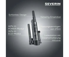 SEVERIN belaidis rankinis dulkių siurblys 65 W su LED apšvietimu HV 7132