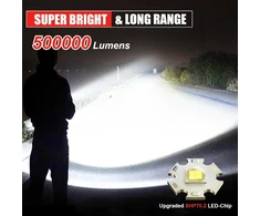 Shadowhawk LED žibintuvėlis 500000 lm, USB įkraunamas, atsparus vandeniui, su holsteriu, XHP70.2, 5 režimų, DE-FR-S1476