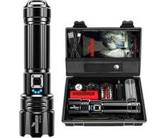 Shadowhawk LED žibintuvėlis 500000 lm, USB įkraunamas, atsparus vandeniui, su holsteriu, XHP70.2, 5 režimų, DE-FR-S1476
