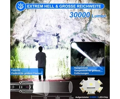 Shadowhawk LED žibintuvėlis, USB įkraunamas, 500000 lm, taktinė IP67, XHM90.2, DE-S1007