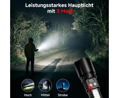 Shadowhawk LED žibintuvėlių rinkinys su USB-C įkrovimu, 5000 lm, 2000 mAh akumuliatorius, S1687, 2 vnt.