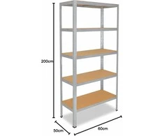 shelfplaza metalinė lentyna 200 x 60 x 50 cm, 5 lentynos, 175 kg apkrova vienai lentynai, ocinkuota