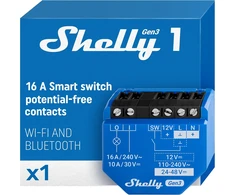 Shelly išmanusis relinis jungiklis Wi-Fi ir Bluetooth, 1 kanalo, 16 A, 3840 W, 176