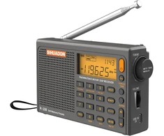 SIHUADON nešiojamas radijas FM MW SW, laikrodis, LCD ekranas, pilkas, R108-G