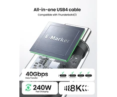 Silkland USB4 USB-C laidas Thunderbolt 4, 3 m, 40 Gbps, 240 W PD 3.1, S3617