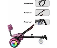 SISIGAD elektrinė riedlentė su GoKart priedu ir LED, 6,5 colių, vaikams