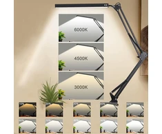 SKYLEO LED stalinė lempa su pagrindu ir spaustuku, 3 režimai, Noir Base et Clip