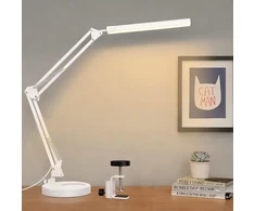 SKYLEO LED stalinė lempa su pagrindu ir spaustuku, 3 režimai, 10 ryškumo lygių, Blanc Base et Clip