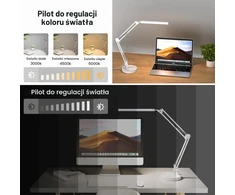 SKYLEO LED stalinė lempa su pagrindu ir spaustuku, 3 režimai, 10 ryškumo lygių, Blanc Base et Clip