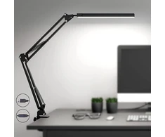 SKYLEO LED stalinė lempa su spaustuku, 12 W, 3 šviesos režimai, juoda, Noir Clip