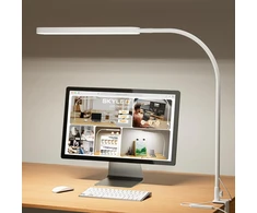 SKYLEO LED stalinė lempa su spaustuku, 12 W, 1300 lm, USB, balta, A020