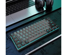 Snpurdiri 60% mechaninė laidinė žaidimų klaviatūra, 61 mygtukas, LED apšvietimas, USB-C, raudoni jungikliai, juodai pilka
