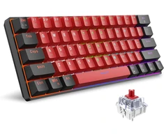 Snpurdiri mechaninė žaidimų klaviatūra 60% kompaktiška, raudoni mechaniniai jungikliai, RGB apšvietimas, USB-C, V900