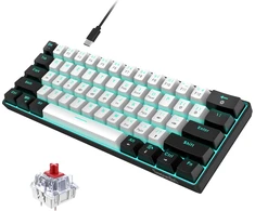 Snpurdiri mechaninė žaidimų klaviatūra 60%, laidinė, 61 mygtukas, mėlynas LED apšvietimas, USB-C