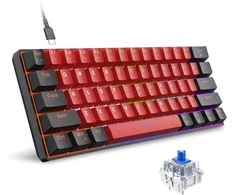 Snpurdiri mechaninė žaidimų klaviatūra, 60%, 61 mygtukas, RGB apšvietimas, USB-C jungtis, mėlynas perjungiklis