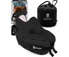 SNUGL kelioninė kaklo pagalvė su memory putomis, ergonomiška, skalbiama, juoda, SNU-TRA-PIL-V01
