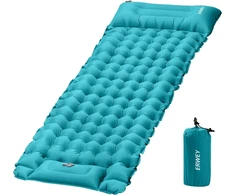 Sofa ERWEY pripučiamas kempingo kilimėlis, 200x70 cm, 10 cm storio, su pompa ir pagalve, mėlyna