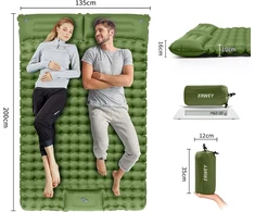 Sofa ERWEY savaime prisipūčiantis dvigubas turistinis kilimėlis, 200x135 cm, su integruota pompa ir pagalve