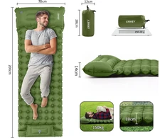 Sofa ERWEY savaime prisipūčiantis kempingo čiužinys su pagalve, neperšlampamas, 200x70x10 cm, mėlynas