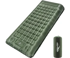 Sofa Hioutdoor pripučiamas turistinis kilimėlis 200x80x14 cm su integruota pėdų pompa, žalia