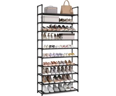 SONGMICS 10 lygių siaura batų lentyna 28 x 83 x 173 cm, juoda, LSH110BH01