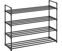 SONGMICS 4 pakopų metalinė batų lentyna, 92 x 30 x 73 cm, talpina iki 20 porų batų, juoda, LSA14BKV2