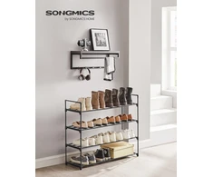 SONGMICS 4 pakopų metalinė batų lentyna, 92 x 30 x 73 cm, talpina iki 20 porų batų, juoda, LSA14BKV2
