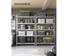 SONGMICS 5 lygių metalinės sandėliavimo lentynos, 2 vnt., 120 x 60 x 200 cm GLR060E02