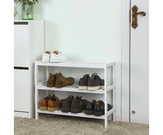 SONGMICS bambukinė 3 lygių batų lentyna 70 x 26 x 55 cm, balta LBS13W