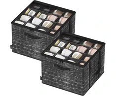 SONGMICS batų dėžių rinkinys, 2 vnt., kiekviena iki 16 porų, permatoma PVC danga, 42x42x31,7 cm, juoda