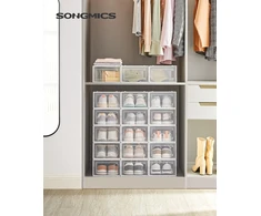 SONGMICS batų dėžučių rinkinys, 18 vnt., sulankstomas, sukraunamas LSP18SWT