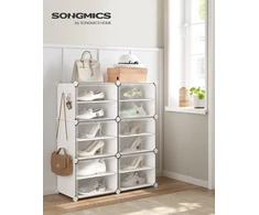 SONGMICS batų lentyna su 6 skyriais ir durelėmis, 124 x 32 x 94 cm, LPC033W01