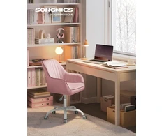 SONGMICS biuro kėdė su ratukais, reguliuojamo aukščio, rožinė, OBG012R01