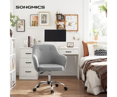 SONGMICS biuro kėdė su ratukais, reguliuojamo aukščio, šviesiai pilka OBG019G02