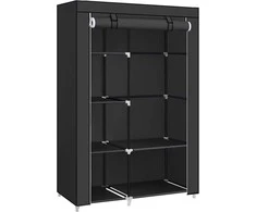 SONGMICS drabužių spinta su 1 skersiniu ir 6 lentynomis, 105 × 45 × 168 cm, juoda, RYG085B02