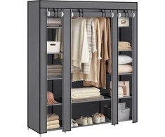 SONGMICS drabužių spinta su 12 lentynų ir kabykla, 150 × 45 × 175 cm, pilka, LSF03G