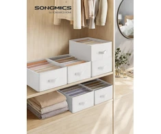 SONGMICS drabužių spintos organizatorių rinkinys su 6 skyriais, 42 x 30 x 17 cm