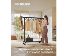 SONGMICS drabužių stovas su ratukais, plieno, reguliuojamas, juodas, 90 kg, HSR13BKV1