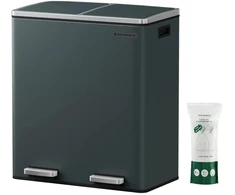 SONGMICS dviejų skyrių atliekų rūšiavimo šiukšliadėžė, 2 x 30 l, antracito spalvos, LTB60GS