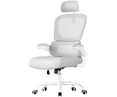 Songmics Ergonomiška biuro kėdė su tinkliniu audiniu ir atlenkiamais porankiais